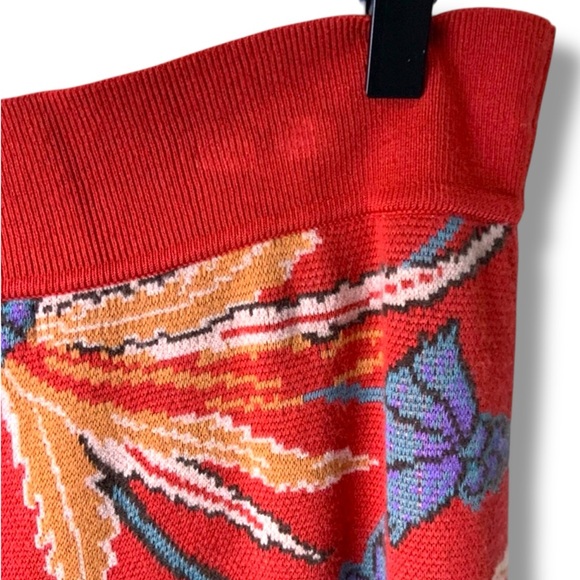 ANTHROPOLOGIE MAEVE Delphinia Knit Pencil Skirt Floral Leopard Red Medium - Picture 7 of 14